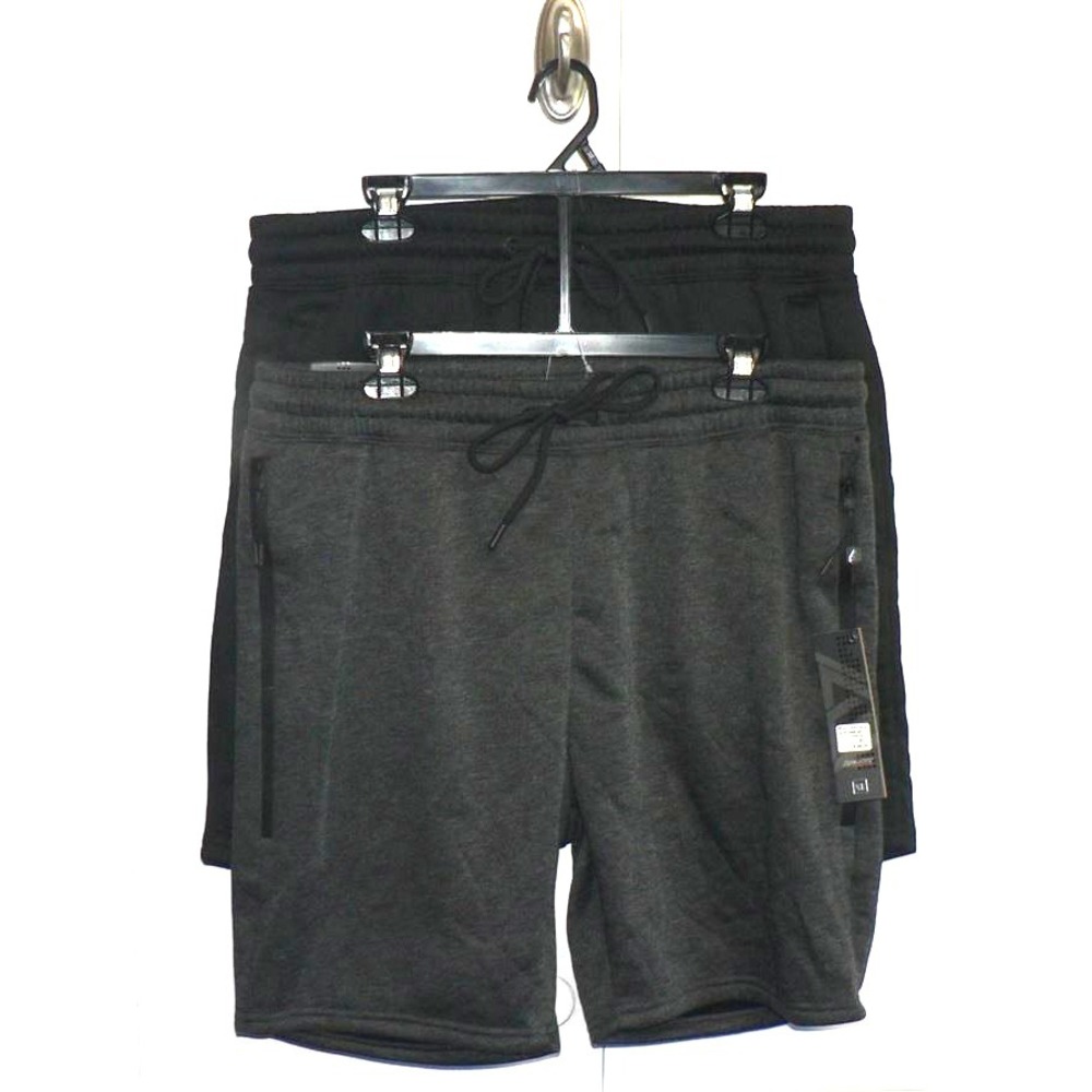 Athletex Performance Mens 2 Pack Elastic Waist Drawstring Sweat Shorts Blk/Gr XL